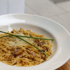 Rissotto de pasta puntalette con portobello, boletus y queso Idiazabal